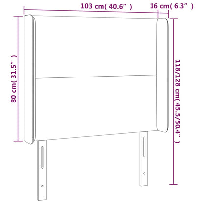 Cabeceira cama c/ abas veludo 103x16x118/128 cm cinzento-claro