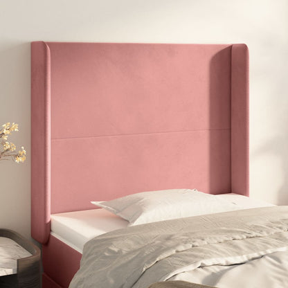 Cabeceira cama c/ abas veludo 103x16x118/128 cm rosa