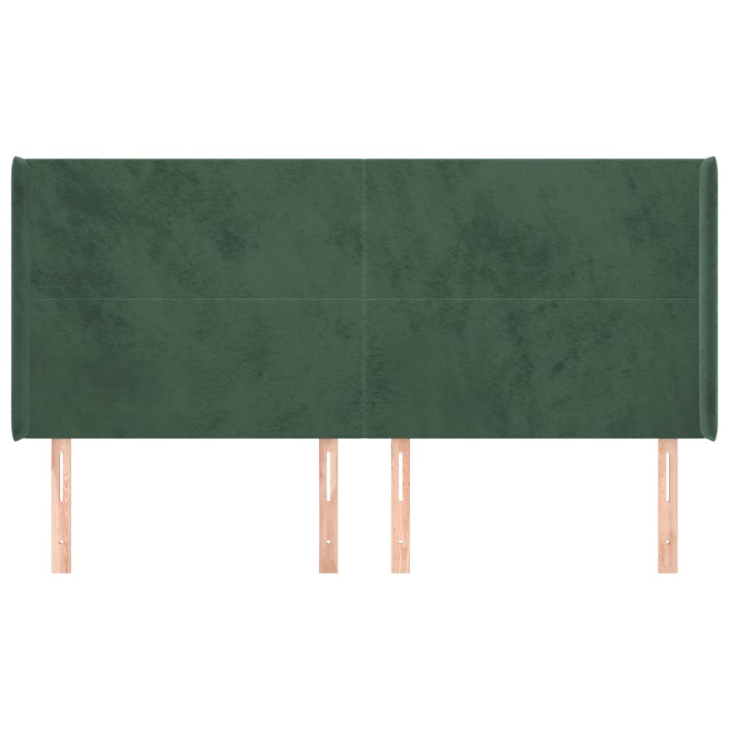 Cabeceira cama c/ abas veludo 203x16x118/128 cm verde-escuro