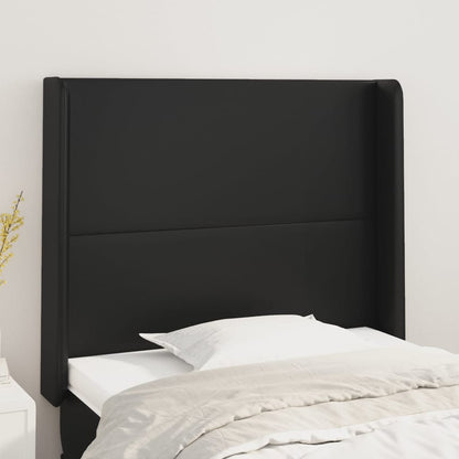 Cabeceira de cama c/ abas couro artif. 83x16x118/128 cm preto