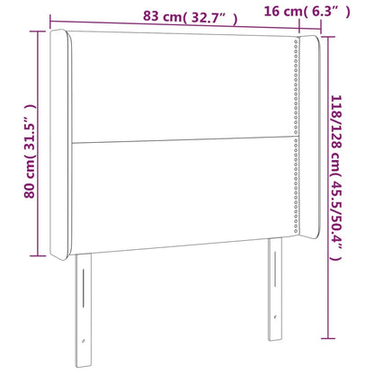 Cabeceira de cama c/ abas tecido 83x16x118/128cm cinzento-claro