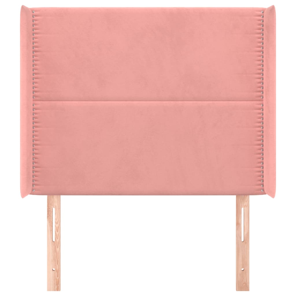 Cabeceira de cama c/ abas veludo 83x16x118/128 cm rosa