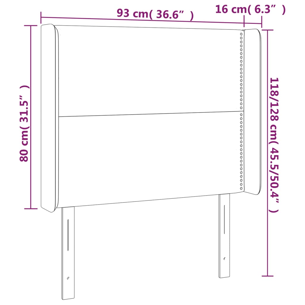 Cabeceira de cama c/ abas veludo 93x16x118/128 cm preto