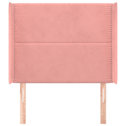 Cabeceira de cama c/ abas veludo 93x16x118/128 cm rosa