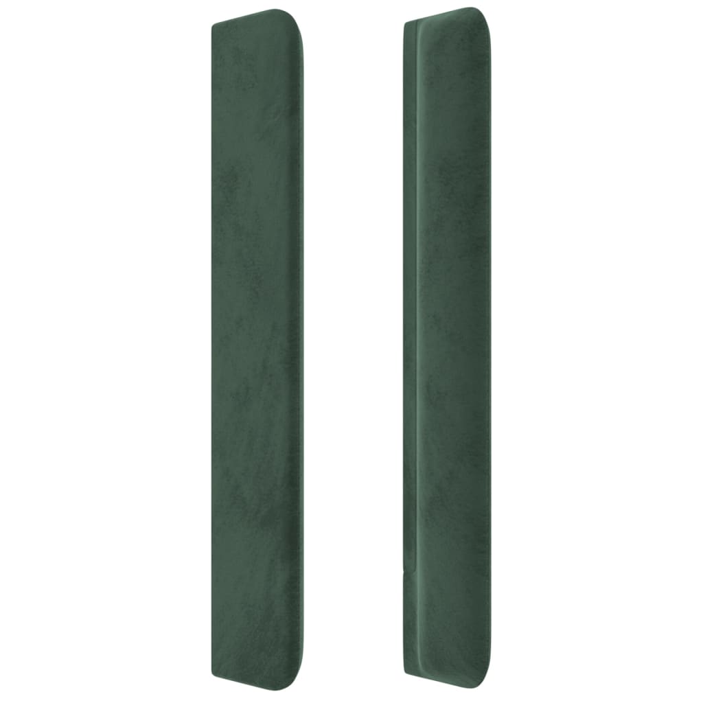 Cabeceira cama c/ abas veludo 203x16x118/128 cm verde-escuro