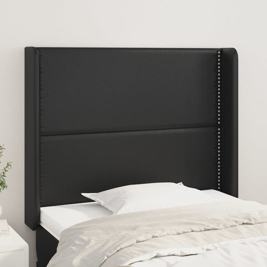 Cabeceira de cama c/ abas couro artif. 103x16x118/128 cm preto