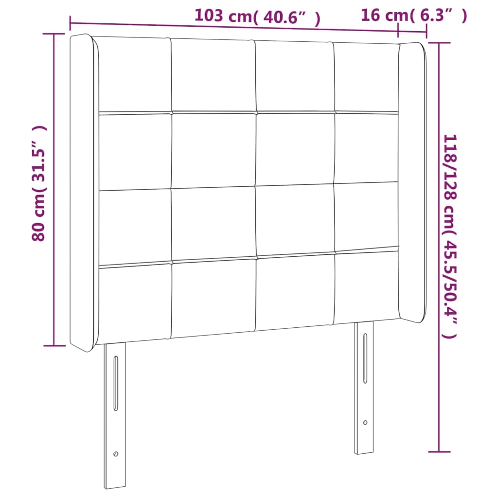 Cabeceira cama c/ abas tecido 103x16x118/128 cm cinzento-claro