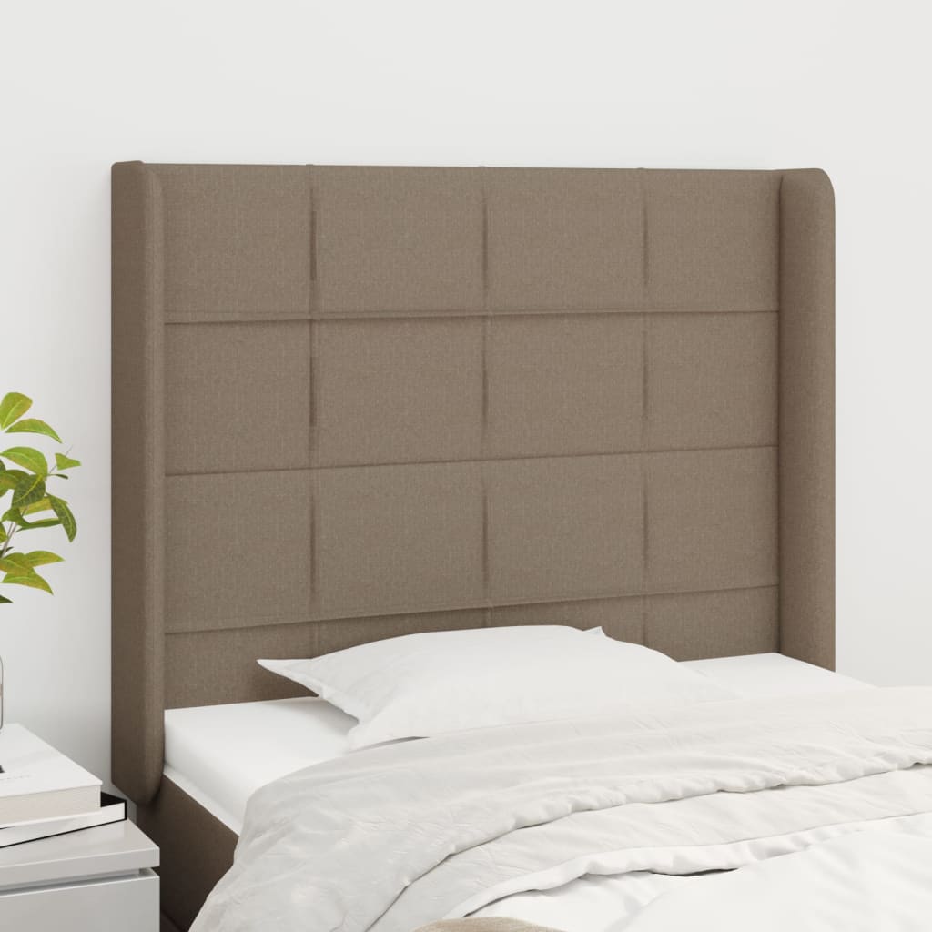 Cabeceira cama abas tecido 103x16x118/128 cm cinza-acastanhado