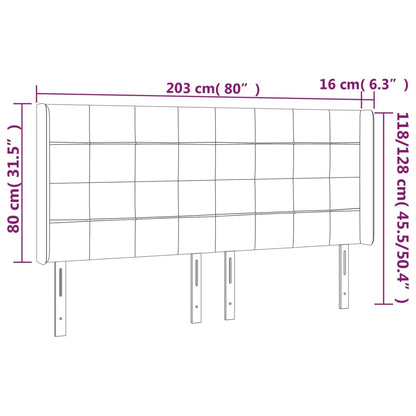 Cabeceira cama c/ abas tecido 203x16x118/128 cm cinzento-escuro