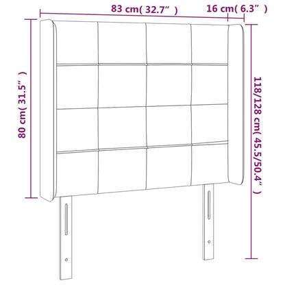 Cabeceira de cama c/ abas veludo 83x16x118/128 cm preto