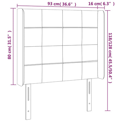 Cabeceira de cama c/ abas veludo 93x16x118/128 cm preto