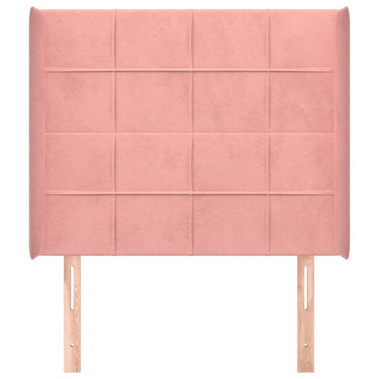 Cabeceira de cama c/ abas veludo 93x16x118/128 cm rosa