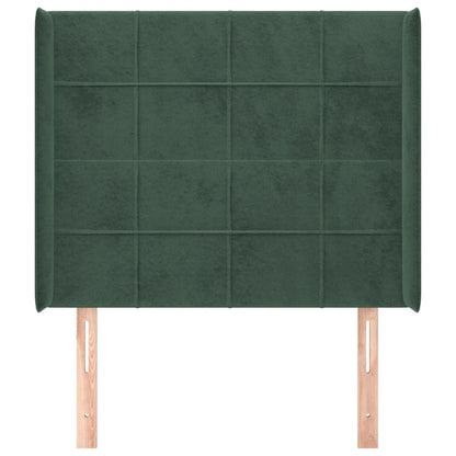 Cabeceira cama c/ abas veludo 103x16x118/128 cm verde-escuro