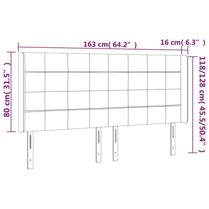 Cabeceira de cama c/ abas veludo 163x16x118/128 cm preto