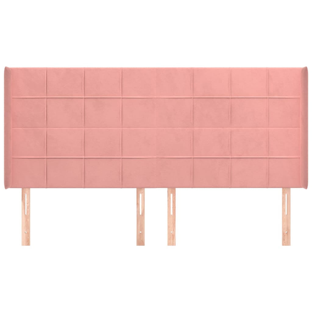 Cabeceira cama c/ abas veludo 203x16x118/128 cm rosa