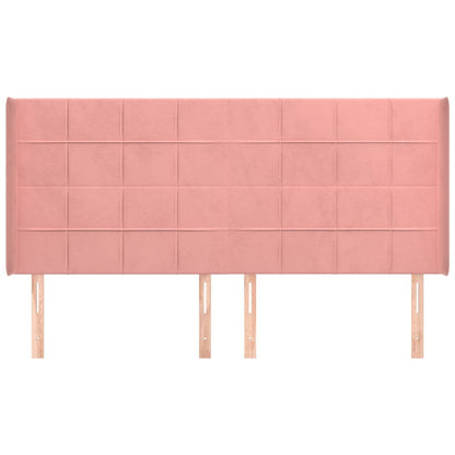 Cabeceira cama c/ abas veludo 203x16x118/128 cm rosa