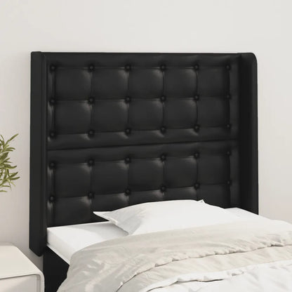 Cabeceira de cama c/ abas couro artif. 83x16x118/128 cm preto