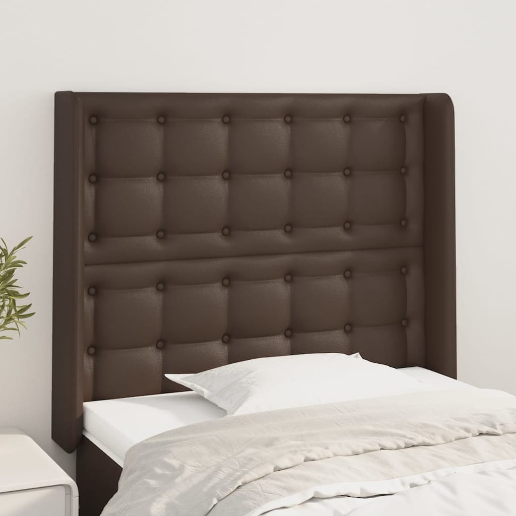 Cabeceira cama c/ abas couro artif. 83x16x118/128 cm castanho