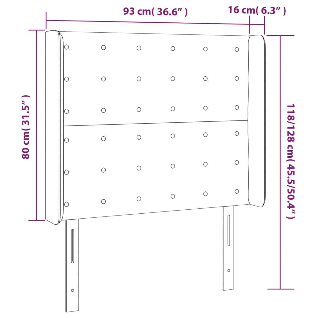 Cabeceira de cama c/ abas couro artif. 93x16x118/12 cm preto