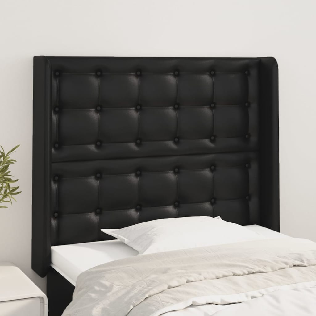 Cabeceira de cama c/ abas couro artif. 93x16x118/12 cm preto