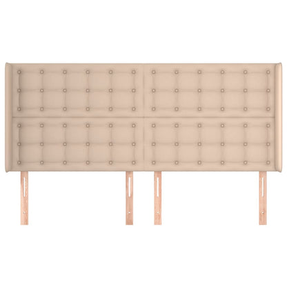 Cabeceira cama c/ abas couro artif. 203x16x118/128cm cappuccino