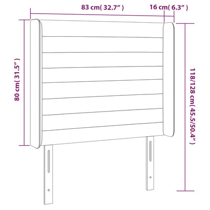 Cabeceira de cama c/ abas tecido 83x16x118/128 cm preto