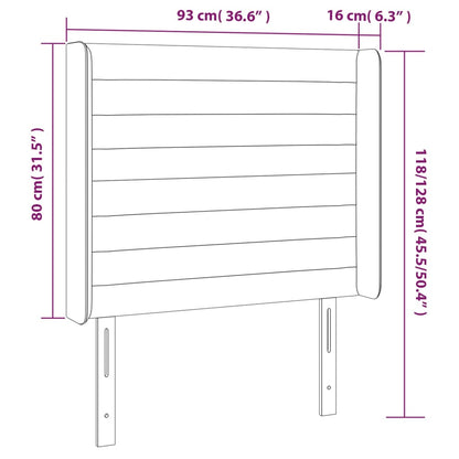 Cabeceira de cama c/ abas tecido 93x16x118/128cm cinzento-claro