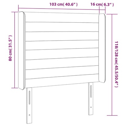 Cabeceira cama c/ abas tecido 103x16x118/128 cm cinzento-escuro