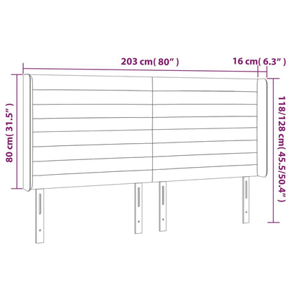 Cabeceira cama c/ abas tecido 203x16x118/128 cm castanho-escuro