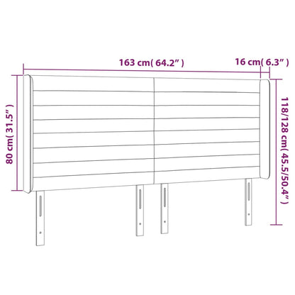 Cabeceira cama c/ abas veludo 163x16x118/128 cm rosa