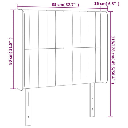 Cabeceira de cama c/ abas tecido 83x16x118/128cm cinzento-claro