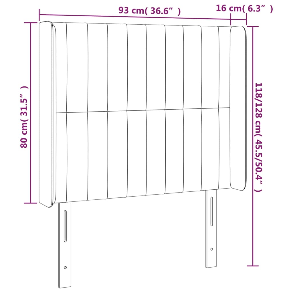 Cabeceira cama c/ abas tecido 93x16x118/128 cm cinzento-escuro