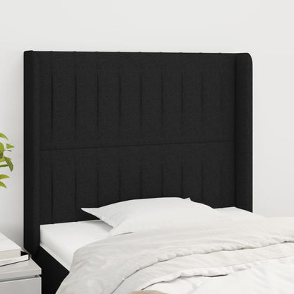 Cabeceira de cama c/ abas tecido 93x16x118/128 cm preto