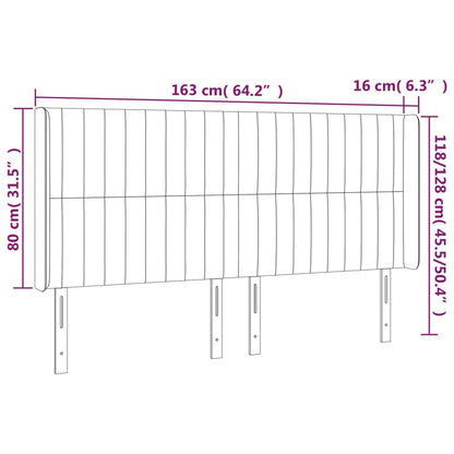 Cabeceira cama c/ abas tecido 163x16x118/128 cm cinzento-claro