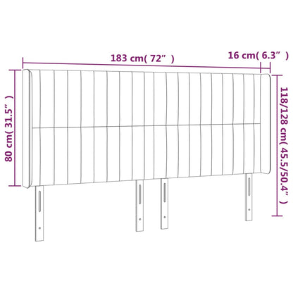 Cabeceira cama c/ abas tecido 183x16x118/128 cm castanho-escuro