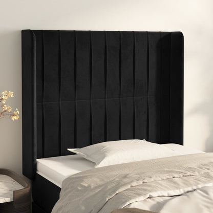 Cabeceira de cama c/ abas veludo 83x16x118/128 cm preto