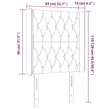 Cabeceira de cama c/ abas tecido 83x16x118/128cm cinzento-claro