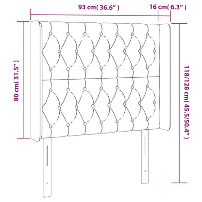 Cabeceira de cama c/ abas tecido 93x16x118/128cm cinzento-claro