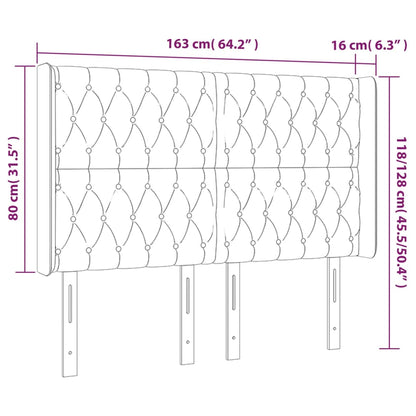 Cabeceira cama c/ abas tecido 163x16x118/128 cm cinzento-claro