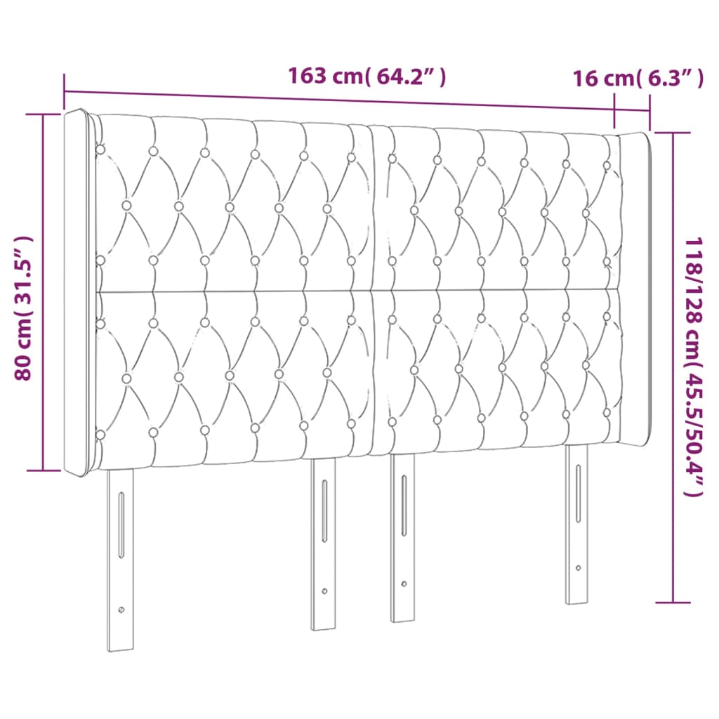 Cabeceira cama abas tecido 163x16x118/128 cm cinza-acastanhado