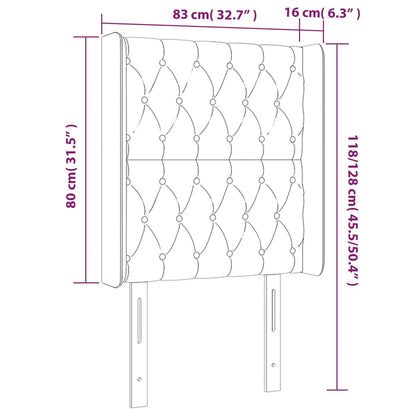 Cabeceira de cama c/ abas veludo 83x16x118/128cm cinzento-claro