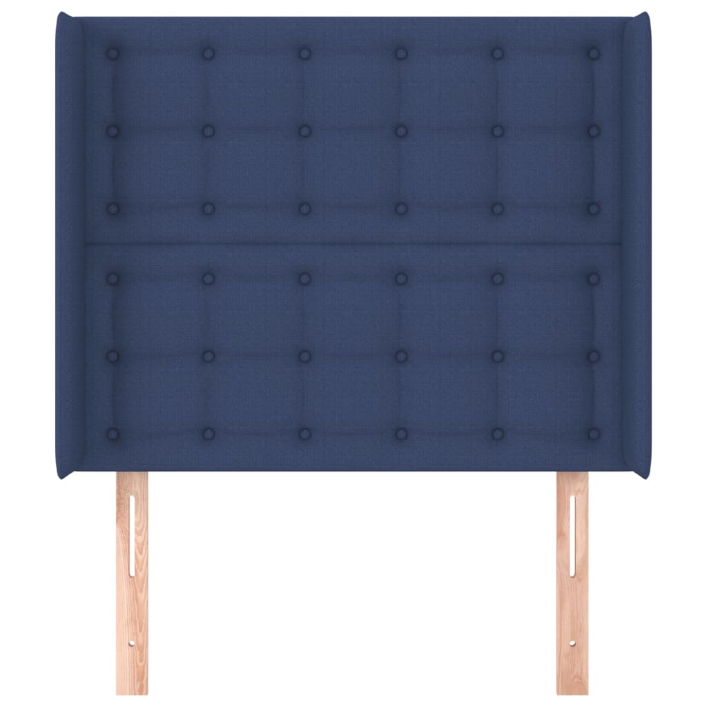 Cabeceira de cama c/ abas tecido 83x16x118/128 cm azul