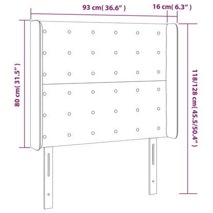 Cabeceira de cama c/ abas tecido 93x16x118/128cm cinzento-claro