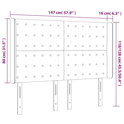 Cabeceira de cama c/ abas tecido 147x16x118/128 cm creme