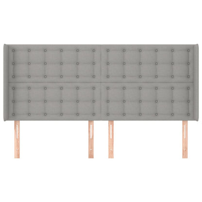 Cabeceira cama c/ abas tecido 163x16x118/128 cm cinzento-claro