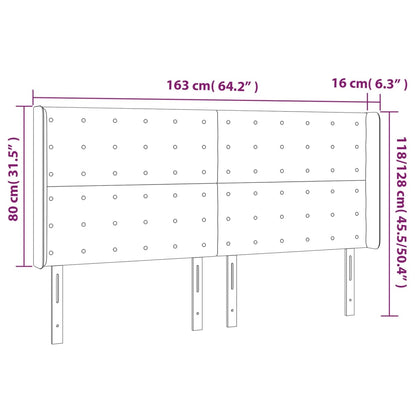 Cabeceira de cama c/ abas tecido 163x16x118/128 cm preto