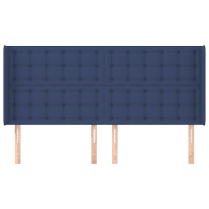 Cabeceira de cama c/ abas tecido 163x16x118/128 cm azul