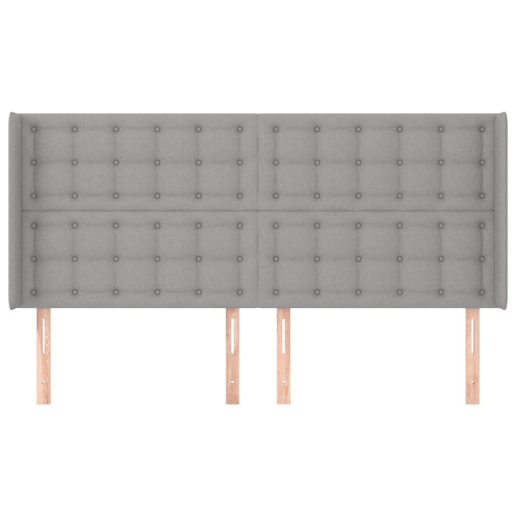 Cabeceira cama c/ abas tecido 183x16x118/128 cm cinzento-claro