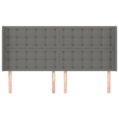 Cabeceira cama c/ abas tecido 183x16x118/128 cm cinzento-escuro