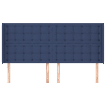 Cabeceira de cama c/ abas tecido 183x16x118/128 cm azul